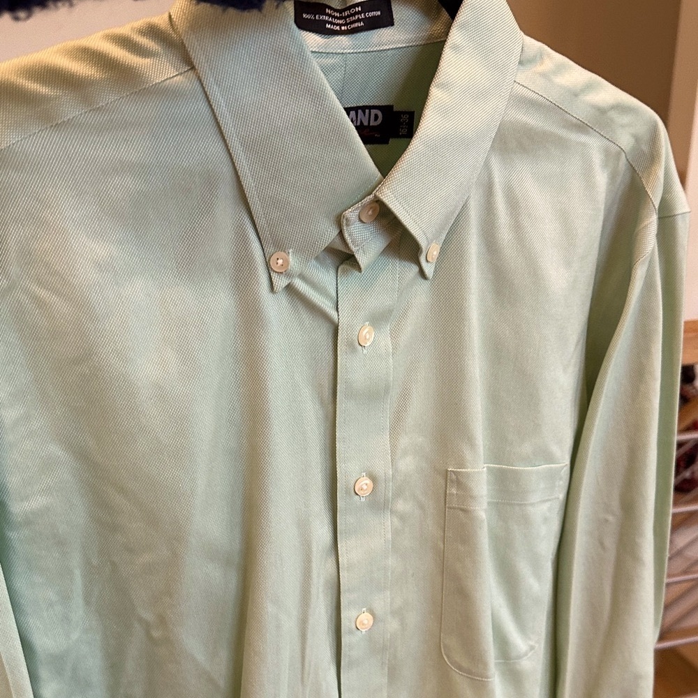 Kirkland Signature Mint Green Casual Button Down Shirt